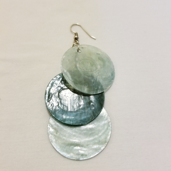 Silver Green Stone Earrings - Picture 2 of 3